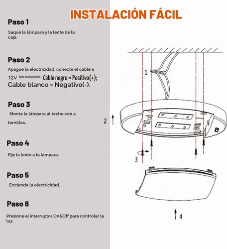 Vista 6 de Facon Luz interior LED brillante de 12 V con interruptor, longitud: 9-1/4 pulgadas, DDS01-608, lámpara de techo ovalada para montaje en superficie