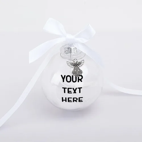 Vista 4 de Adorno redondo personalizado para decoración del árbol de Navidad, nombre de texto personalizado, adorno de bola de Navidad, recuerdo personalizado