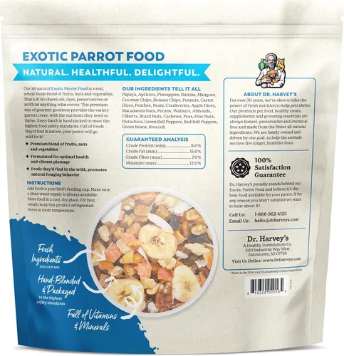 Vista 4 de Dr. Harvey's Mezcla de loros exóticos, mezcla sin semillas de alimentos naturales para loros grandes