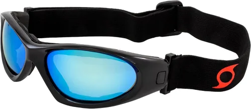 Vista 3 de Hurricane Eyewear 2 pares de gafas de sol híbridas para esquí acuático y acuático de categoría 5 marcos negros con lentes de espejo azul rojo
