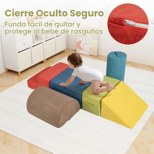 Vista 5 de INFANS Juguetes de escalada para niños pequeños, juego de 6 piezas de bloques de espuma suave para trepar y gatear con estructura de actividad