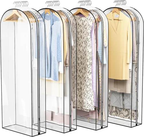 Vista 24 de Liuoud Bolsa Transparente para Colgar Ropa de 10" con Fuelle, Bolsas para Trajes de 32" para Almacenamiento de Closet Abierto, Cubierta de Ropa
