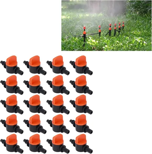 Vista 6 de Alvinlite 50pcs Drip Irrigation Switch Irrigation Control Valve Two Size End 1/2 Inch 1/4 Inch Drip Valve Gate Switch Valves Hose Connectors Barbed