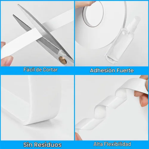 Vista 4 de Cinta adhesiva de espuma de doble cara 0.39 pulgadas x 5 metros, 5 paquetes, cinta de montaje resistente, tiras de sellado adhesivas fuertes y Blanco