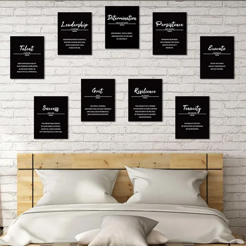 Vista 6 de 9 piezas de láminas artísticas para pared con frases inspiradoras, carteles con dichos motivacionales y citas, impresión positiva, decoración