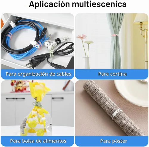 Vista 5 de OneLeaf 30Pcs Organizador de cables, bridas de silicona reutilizables, bridas para electrónica, bridas elásticas multiusos, artículos esenciales