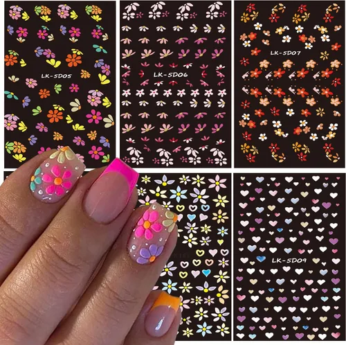 Vista 11 de 8 hojas de calcomanías de arte de uñas de flores de animales, calcomanías autoadhesivas 3D de mariposas, pavo real, suministros de arte de uñas
