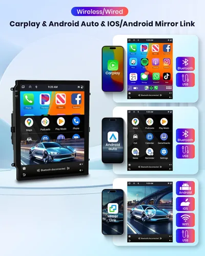 Vista 2 de Radio de coche Android 13 4G + 64G para Ford Focus 2012-2018, Rimoody Car Stereo Wireless Carplay Android auto GPS 5G-WiFi Mirror Link 9.7 pulgadas