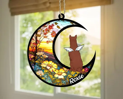 Vista 999 de LOVELYPOD Adorno de Navidad personalizado para perro Basset Hound (marrón) Basset Hound (marrón) adorno para atrapasoles de perro, razas de perros