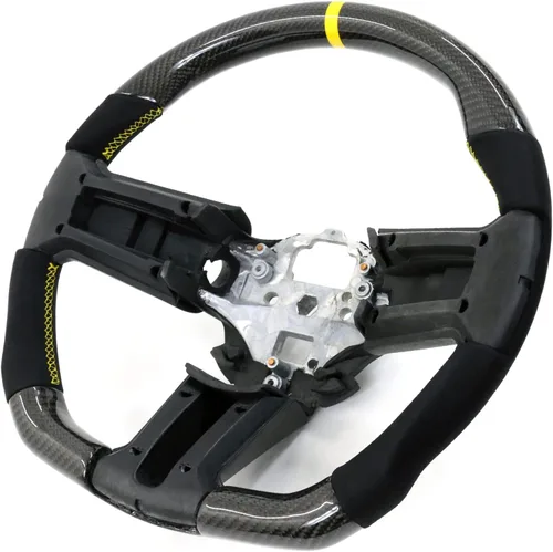 Vista 14 de IKON MOTORSPORTS, Volante compatible con Ford Mustang 2010-2014, Kit de reemplazo de cuerpo de volante en fibra de carbono y cuero con costura azul