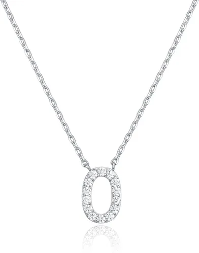 Vista 77 de PAVOI 14K White Gold Plated Cubic Zirconia Initial Necklace Letter Dainty Necklaces for Women