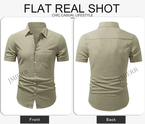 Vista 8 de JMIERR Camisas de vestir a rayas con botones y manga corta para hombre