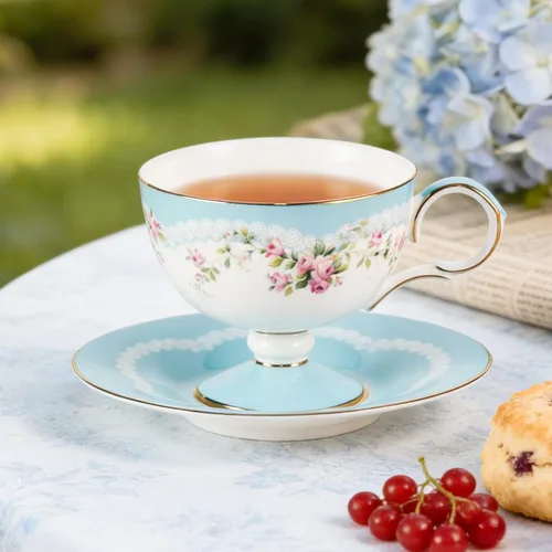 Vista 4 de KAMMAK Juego de 2 tazas de café de cerámica, tazas de café de porcelana con platillos, 6.52 onzas hechas a mano, elegante taza de té de porcelana