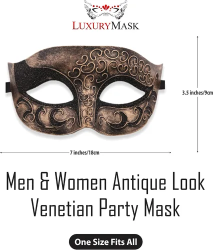 Vista 2 de Máscara de mascarada para hombre, máscara de aspecto antiguo para Halloween, fiesta veneciana, fiesta de máscaras y baile de máscaras
