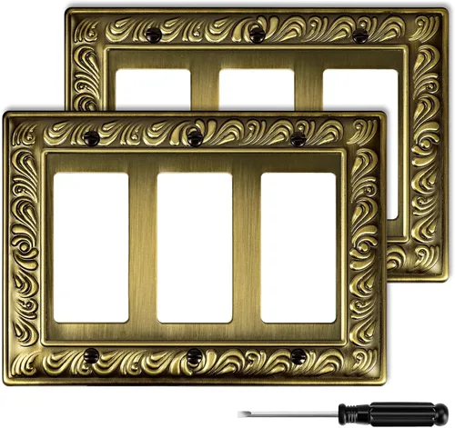 Vista 9 de Cubiertas Decorativas de Interruptor de Luz de Latón Antiguo Placas de Pared Placas de Interruptor Basculante Cubiertas de Enchufes