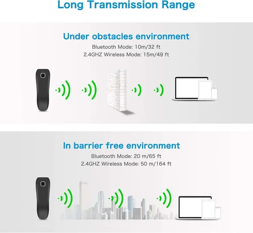 Vista 4 de NETUM Mini escáner de código de barras compatible con Bluetooth, pequeño escáner de código de barras USB portátil para inventario, lector