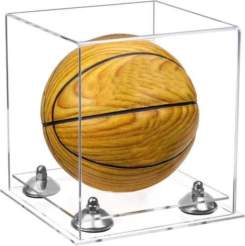 Vista 39 de Better Display Cases Mini acrílico - Miniatura (no tamaño completo) Baloncesto vitrina con elevadores negros y espejo (A015-BR)