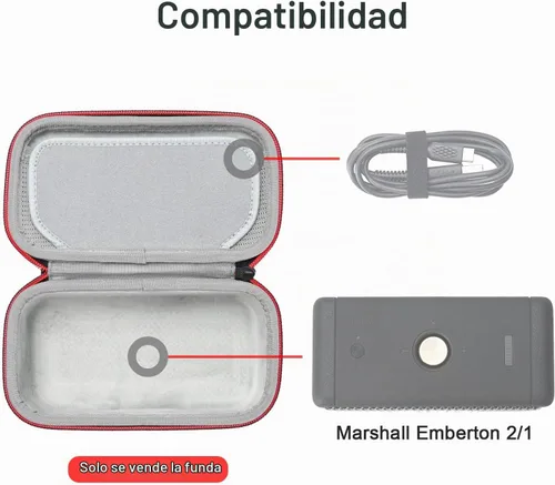 Vista 4 de RLSOCO - Funda de viaje para altavoz Bluetooth portátil Marshall Emberton Funda de transporte rígida para altavoz Emberton 3/2/1 resistente a