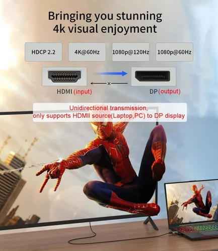 Vista 2 de Adaptador HDMI a DisplayPort 4K a 60Hz, unidireccional-1Pack