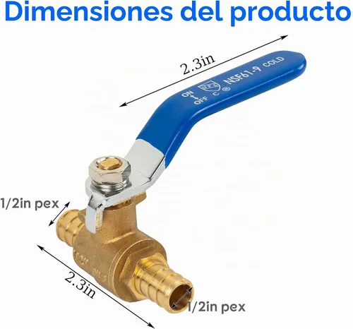 Vista 2 de Hourleey Válvula de bola de cierre de puerto completo Pex de latón de 1/2 pulgada (1/2 pulgada) caliente y frío, cuarto de vuelta caliente (rojo)
