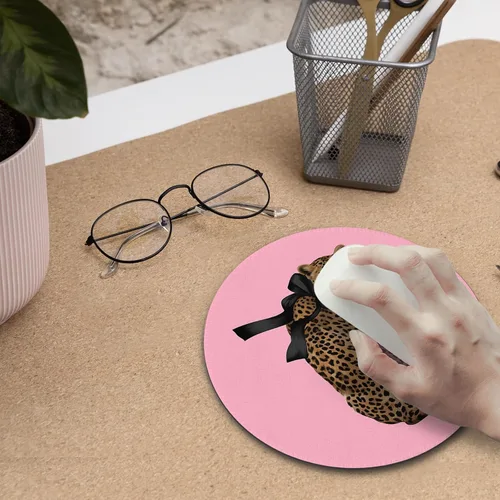 Vista 5 de Alfombrilla de mouse de leopardo rosa, alfombrilla de mouse retro de guepardo para escritorio, hogar, oficina, dormitorio, computadora, laptop