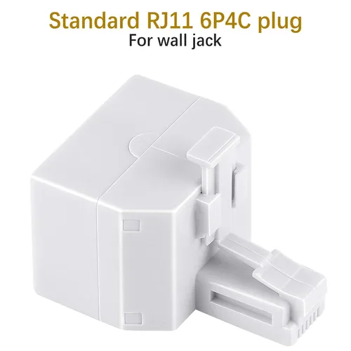 Vista 3 de Uvital Adaptador de pared dúplex RJ11, divisor de línea de teléfono duplex, enchufe de pared de 1 a 2 convertidores modulares para oficina y hogar