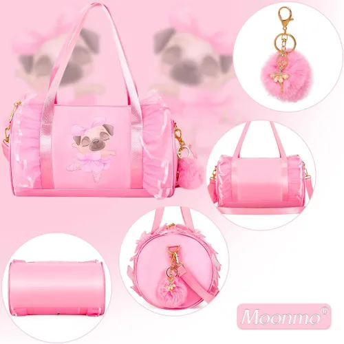 Vista 2 de Moonmo Bonita bolsa de baile de ballet, bolsa de vestir tutú, impermeable, ligera, bolsa de baile rosa para niñas, Pinkdanceb-perro