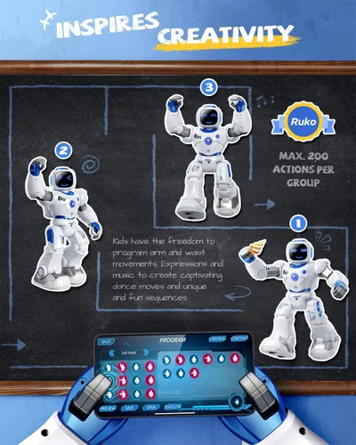 Vista 4 de Ruko 1088 Robots inteligentes para niños, gran robot interactivo programable RC con control de voz, control de aplicación, regalo para niños y niñas