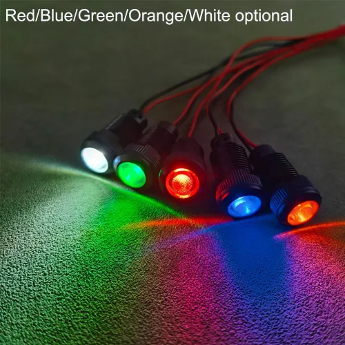 Vista 2 de Gebildet 5 piezas de luz piloto indicadora LED de plástico AC/DC 12-24V, tamaño del orificio de montaje 12 mm (rojo/naranja/azul/verde/blanco)