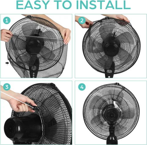 Vista 7 de Hemoton Cubierta protectora de ventilador eléctrico de 18 pulgadas, protector de seguridad de malla para protección de dedos de bebé, pantalla