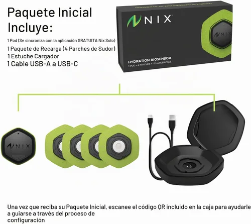 Vista 5 de Nix Kit de inicio de biosensor de hidratación: sensor de sudor portátil rastrea la pérdida de líquidos, alertas en tiempo real, cápsula