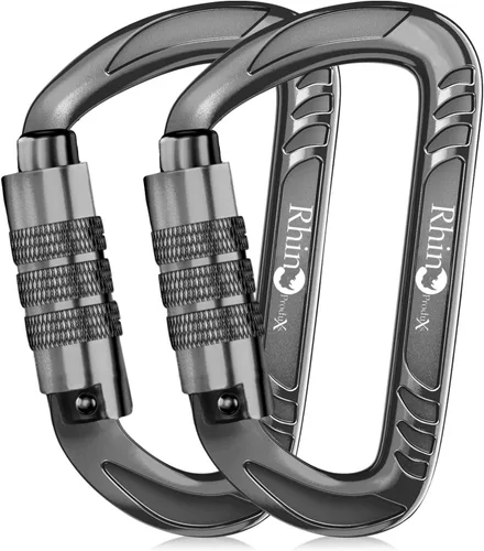 Vista 8 de Rhino Produxs 12kN (2697 lbs) Heavy Duty Carabiner Clips Autolocking Negro