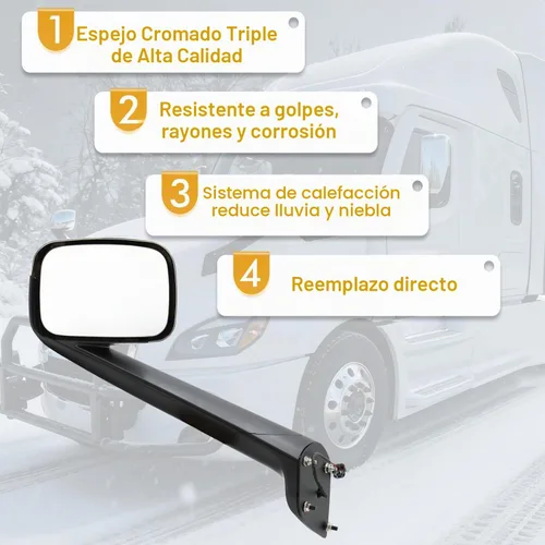 Vista 5 de Conjunto de espejos de capó cromados compatibles con Freightliner Cascadia
