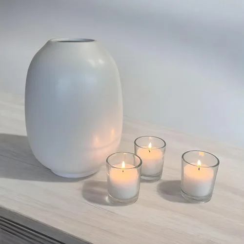 Vista 9 de Stonebriar Velas votivas: 12 horas de tiempo de combustión, velas rellenas de cera de larga duración sin perfume en vidrio transparente para Blanco