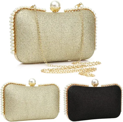 Vista 5 de Bolso cruzado con asa superior para mujer bolso de noche con cuentas brillantes bolso de mano para fiesta graduación boda cóctel