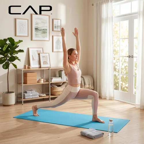 Vista 5 de CAP Non-Slip Yoga Mat for Home Workout & Pilates, Lightweight Exercise Fitness Mat with Textured Grip Surface, Portable Roll-Up Yoga Mat for Women &