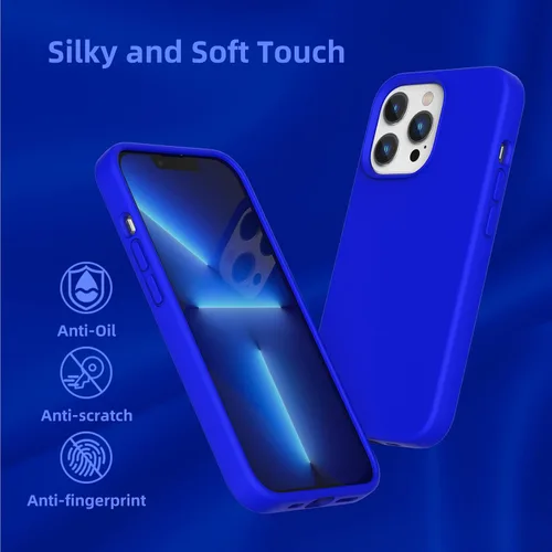 Vista 6 de Funda compatible con iPhone 13 Pro, [Protección contra caídas] [Anti-huellas dactilares] Funda de silicona líquida a prueba de golpes con forro