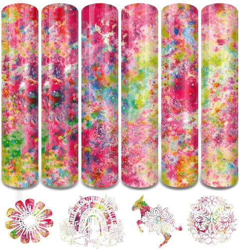 Vista 10 de Tintnut Splash Rollo de vinilo de transferencia de calor, 12 pulgadas x 5 pies, tinta de acuarela multicolor con estampado de tinta HTV
