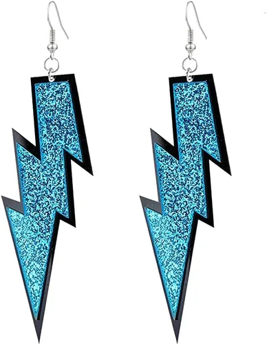 Vista 15 de Pendientes con colgante RUIZHEN con forma de rayo para mujer, con colores a elegir, acrílico exagerado 6 pares conjunto-1
