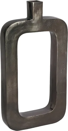 Vista 9 de Deco 79 Jarrón contemporáneo de aluminio negro, 18 x 11 x 2 pulgadas