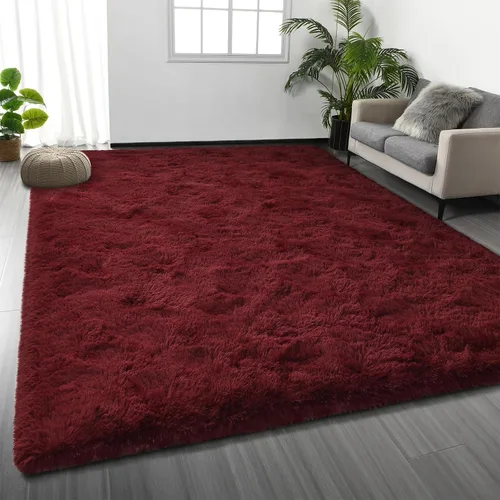 Vista 16 de Deerhoo Alfombra de Área Shag, 4 X 6 Alfombras de Felpa Suaves para Sala de Estar, Alfombra Ultra Suave Esponjosa y Peluda para Dormitorio, Alfombra