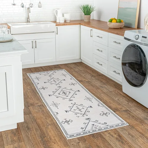 Vista 6 de Nuloom SpinClean Evalyn - Alfombra geométrica, suave y acogedora, de alto tráfico, resistente a las manchas, fácil de limpiar, duradera, lavable a