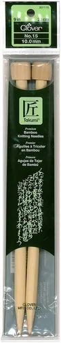 Vista 2 de Clover, agujas de tejido de punto, de bambú, tamaño 13", 14