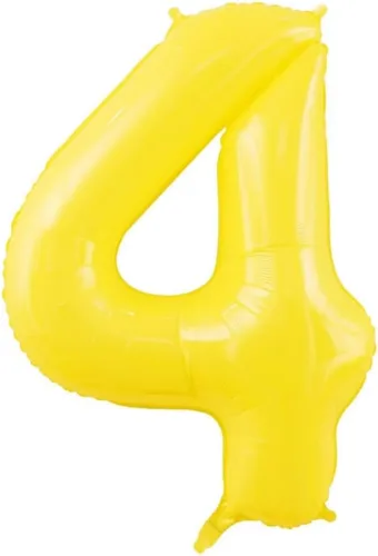 Vista 2 de Globos amarillos grandes de 40 pulgadas con corona, globos de helio de aluminio número 4, decoraciones de 4º cumpleaños, suministros de fiesta