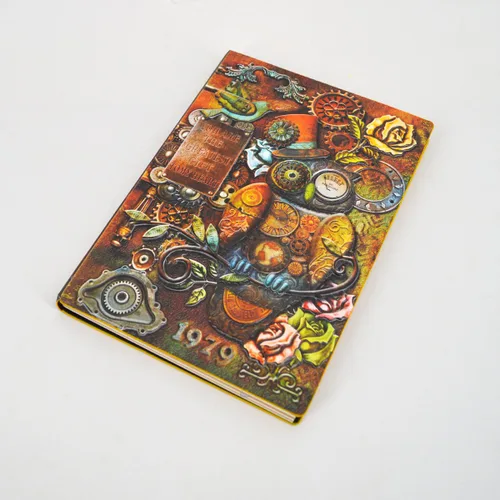 Vista 2 de Kennedy Diario de escritura de cuero, diario de viaje, vintage, artesanal, en relieve, búho, antiguo, diario, semanal, mensual, diario