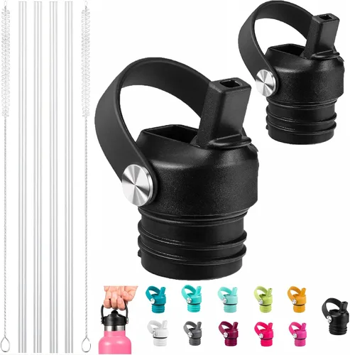 Vista 13 de Tapa de popote para Hydroflask, tapas con popote para Hydro Flask de boca estándar de 18, 21, 24 onzas, tapa deportiva de repuesto para tapa