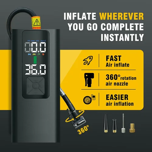 Vista 3 de Inflador de Neumáticos Compresor de Aire Portátil 150PSI Bomba de Aire Automática para Neumático de Coche Accesorios de Coche con Manómetro Digital