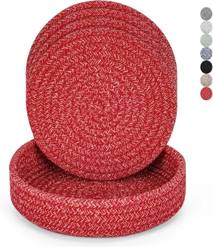 Vista 9 de Salvamanteles para platos calientes, ollas y sartenes, almohadillas calientes con cesta de almacenamiento, soportes para ollas para cocina, tapete