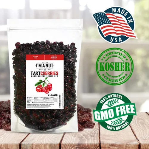 Vista 3 de Cerezas secas 1 LB (454g) Bolsa resellable, variedad Tart (agria) Montmorency - /endulzada