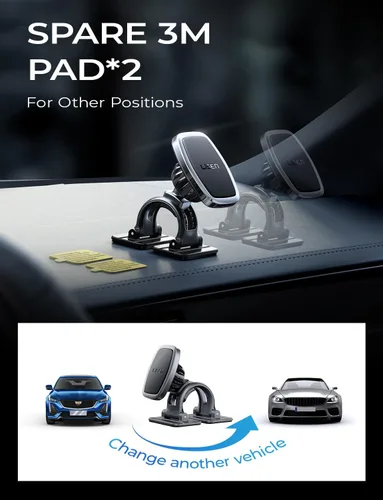 Vista 7 de LISEN Soporte magnético de teléfono para iPhone y Android con 6 imanes y diseño de arco ajustable, color negro